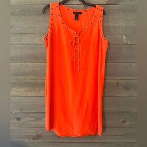 ASHLEY  STEWART Orange Sleeveless Lace-Up Shift Dress
